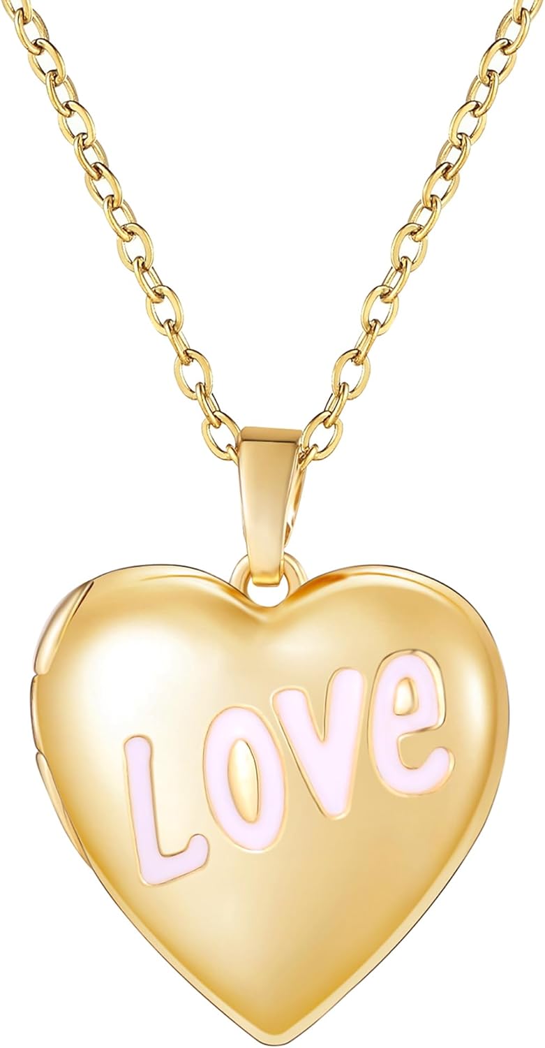YOUFENG Love Heart Locket Necklace that Holds Pictures Photo Locket Birthday Gifts - Image 1